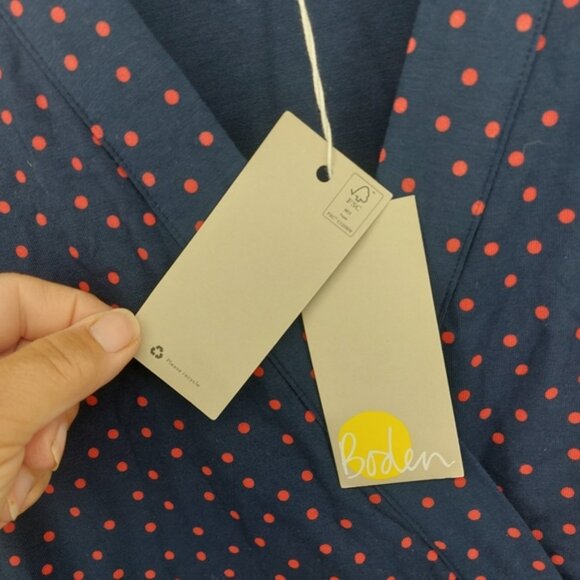 Boden Navy Blue Jersey Polka Dot Size 8 Petite - Picture 4 of 8